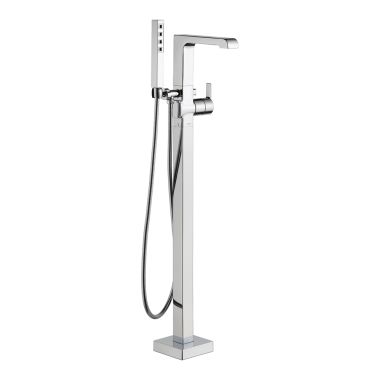 Click here to see Delta T4767-FL Delta Ara Single-Handle Freestanding Tub Filler Trim with 1.75 GPM Single-Setting Hand Shower, H2Okinetic, Lever Handles, Chrome - T4767-FL