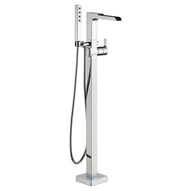 Click here to see Delta T4768-FL Delta Ara Single-Handle Freestanding Tub Filler Trim with 1.75 GPM Single-Setting Hand Shower, H2Okinetic, Channel Spout, Lever Handles, Chrome - T4768-FL