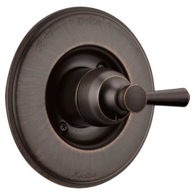 Click here to see Delta T14093-RB Delta Linden 7in Round Venetian Bronze One-Function Monitor 14 Series Traditional Valve Only Trim, Single Lever Handle, ADA-Compliant - T14093-RB