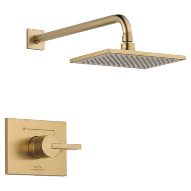 Click here to see Delta T14253-CZ-WE Delta Vero Monitor 14 Series Single-Handle Raincan Shower Faucet, Single Setting, Touch-Clean, 1.75 GPM, Lever Handle, ADA, Champagne Bronze - T14253-CZ-WE