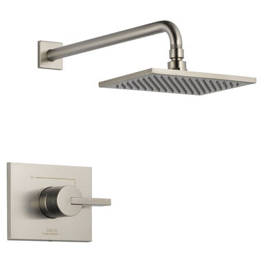 Click here to see Delta T14253-SS-WE Delta Vero Monitor 14 Series Single-Handle Raincan Shower Faucet, Single Setting, Touch-Clean, 1.75 GPM, Lever Handle, ADA, Stainless - T14253-SS-WE