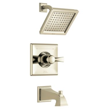 Click here to see Delta T14451-PN-WE Delta Dryden Monitor 14 Series Single-Handle Tub/Shower Faucet with Single-Setting Rain Showerhead, 1.75 GPM, Lever Handle, Polished Nickel - T14451-PN-WE