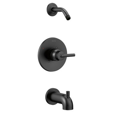 Click here to see Delta T14459-BLLHD Delta Trinsic Monitor 14 Series Pressure-Balanced Single-Handle Tub/Shower Faucet, Lever Handle, Less Showerhead, Matte Black - T14459-BLLHD