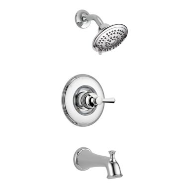 Click here to see Delta T14493 Delta Linden Monitor 14 Series Traditional Single-Handle Tub/Shower Faucet with 5-Setting Rain Showerhead, 1.75 GPM, Lever Handle, Chrome - T14493