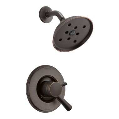 Click here to see Delta T17293-RB Delta Linden Monitor 17 Series Single-Setting H2Okinetic Traditional Shower Faucet with Volume Control, Two Handles, 1.75 GPM, Lever Handles, Venetian Bronze - T17293-RB