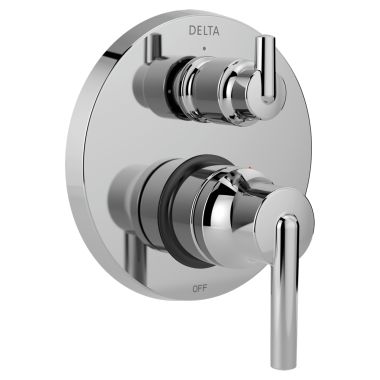 Click here to see Delta T24859 Delta Contemporary Monitor 14 Series Valve Trim w/ 3-Function Diverter, Lever Handles, Polished Chrome - T24859