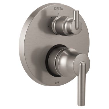 Click here to see Delta T24859-SS Delta Contemporary Monitor 14 Series Valve Trim w/ 3-Function Diverter, Lever Handles, Stainless Steel - T24859-SS