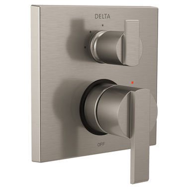 Click here to see Delta T24867-SS Delta Angular Modern Monitor 14 Series Valve Trim w/ 3-Function Diverter, Lever Handles, Stainless Steel - T24867-SS