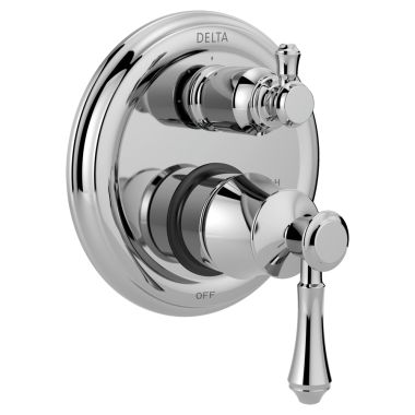 Click here to see Delta T24897 Delta Traditional Monitor 14 Series Valve Trim w/ 3-Function Diverter, Lever Handles, Polished Chrome - T24897