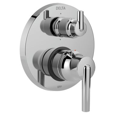 Click here to see Delta T24959 Delta Contemporary Monitor 14 Series Valve Trim w/ 6-Function Diverter, Lever Handles, Polished Chrome - T24959