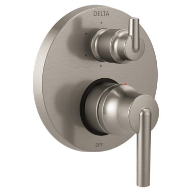 Click here to see Delta T24959-SS Delta Contemporary Monitor 14 Series Valve Trim w/ 6-Function Diverter, Lever Handles, Stainless Steel - T24959-SS