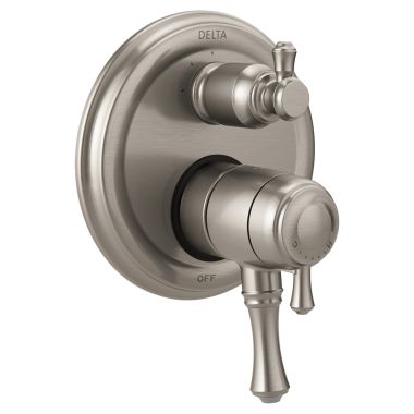 Click here to see Delta T27897-SS Delta Traditional Monitor 17 Series Two-Handle Valve Trim w/ 3-Function Diverter, Lever Handles, Stainless Steel - T27897-SS