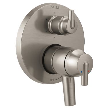 Click here to see Delta T27959-SS Delta Contemporary Monitor 17 Series Two-Handle Valve Trim w/ 6-Function Diverter, Lever Handles, Stainless Steel - T27959-SS