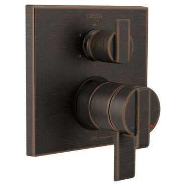Click here to see Delta T27967-RB Delta Angular Modern Monitor 17 Series Two-Handle Valve Trim w/ 6-Function Diverter, Lever Handles, Venetian Bronze - T27967-RB