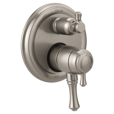 Click here to see Delta T27997-SS Delta Traditional Monitor 17 Series Two-Handle Valve Trim w/ 6-Function Diverter, Lever Handles, Stainless Steel - T27997-SS