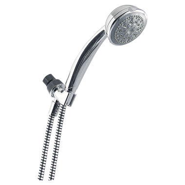 Click here to see Peerless 76516 Peerless 2.0 GPM 5-Spray Setting Hand Shower, WaterSense, Touch-Clean Spray Nozzles, 10in-Length, 3-5/8in-Diameter, Chrome - 76516