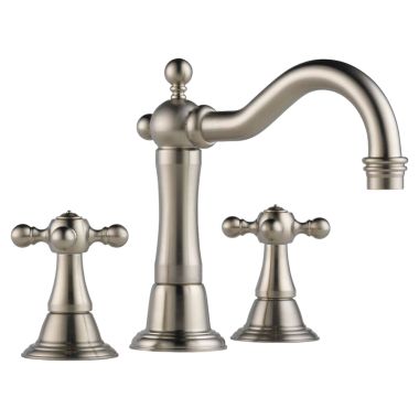 Click here to see Brizo 65338LF-BN-ECO Brizo Tresa Two-Handle Widespread Brilliance Brushed Nickel Bathroom Faucet with Metal Pop-Up, 1.2 GPM, Quick-Snap, Three-Hole, Cross Handles - 65338LF-BN-ECO