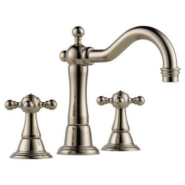 Click here to see Brizo 65338LF-PN-ECO Brizo Tresa Two-Handle Widespread Brilliance Polished Nickel Bathroom Faucet with Metal Pop-Up, 1.2 GPM, Quick-Snap, Three-Hole, Cross Handles - 65338LF-PN-ECO