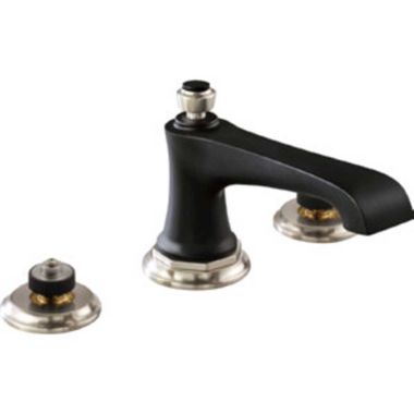 Click here to see Brizo 65360LF-NKBLLHP Brizo Rook Two-Handle Widespread Luxe Nickel/Matte Black Bathroom Faucet with Metal Pop-Up Drain, 1.5 GPM, Three-Hole, Less Handles - 65360LF-NKBLLHP