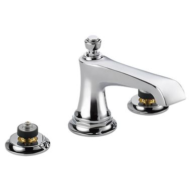 Click here to see Brizo 65360LF-PCLHP-ECO Brizo Rook Two-Handle Widespread Polished Chrome Bathroom Faucet with Metal Pop-Up Drain, 1.2 GPM, Three-Hole, Less Handles - 65360LF-PCLHP-ECO
