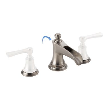 Click here to see Brizo 65361LF-NKLHP-ECO Brizo Rook Two-Handle Widespread Brilliance Luxe Nickel Bathroom Faucet with Channel Spout, 1.2 GPM, Three-Hole, Less Handles - 65361LF-NKLHP-ECO