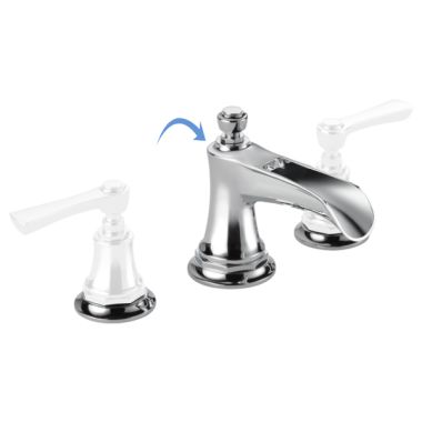 Click here to see Brizo 65361LF-PCLHP Brizo Rook Two-Handle Widespread Polished Chrome Bathroom Faucet with Channel Spout, 1.5 GPM, Three-Hole, Less Handles - 65361LF-PCLHP