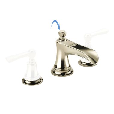 Click here to see Brizo 65361LF-PNLHP-ECO Brizo Rook Two-Handle Widespread Brilliance Polished Nickel Bathroom Faucet with Channel Spout, 1.2 GPM, Three-Hole, Less Handles - 65361LF-PNLHP-ECO