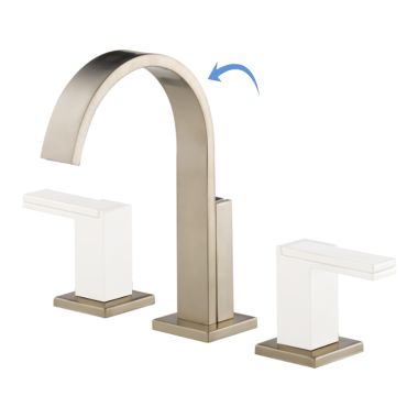 Click here to see Brizo 65380LF-BNLHP-ECO Brizo Siderna Two-Handle Widespread Brilliance Brushed Nickel Bathroom Faucet with Metal Pop-Up, 1.2 GPM, Three-Hole, Less Handles - 65380LF-BNLHP-ECO