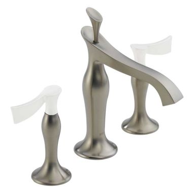 Click here to see Brizo 65390LF-BNLHP-ECO Brizo RSVP Two-Handle Widespread Brilliance Brushed Nickel Bathroom Faucet with Metal Pop-Up Drain, 1.2 GPM, Less Handles - 65390LF-BNLHP-ECO