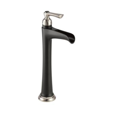 Click here to see Brizo 65461LF-NKBL-ECO Brizo Rook Single-Handle Luxe Nickel/Matte Black Vessel Lavatory Faucet with Channel Spout, 1.2 GPM, Single-Hole, Less Drain - 65461LF-NKBL-ECO
