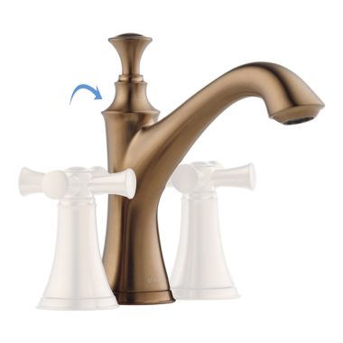 Click here to see Brizo 65505LF-BZLHP-ECO Brizo Baliza Two-Handle Centerset Brushed Bronze Bathroom Faucet with Metal Pop-Up, 1.2 GPM, Three-Hole, Less Handles - 65505LF-BZLHP-ECO