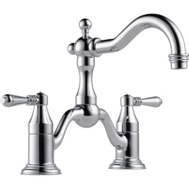 Click here to see Brizo 65536LF-PC-ECO Brizo Tresa Two-Handle Widespread Bridge Polished Chrome Bathroom Faucet with Lever Handles, 1.2 GPM, Two-Hole, Less Drain - 65536LF-PC-ECO