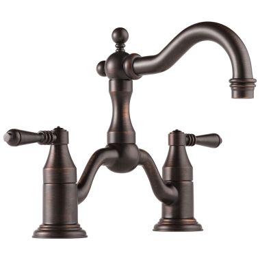 Click here to see Brizo 65536LF-RB-ECO Brizo Tresa Two-Handle Widespread Bridge Venetian Bronze Bathroom Faucet with Lever Handles, 1.2 GPM, Two-Hole, Less Drain - 65536LF-RB-ECO