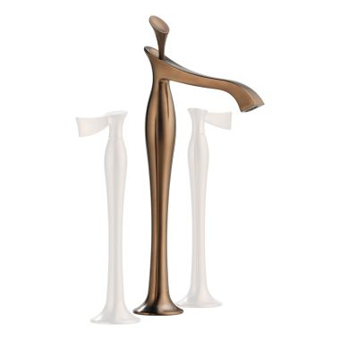 Click here to see Brizo 65790LF-BZLHP-ECO Brizo RSVP Two-Handle Widespread Brilliance Brushed Bronze Vessel Bathroom Faucet, 1.2 GPM, Less Handles, Less Drain - 65790LF-BZLHP-ECO