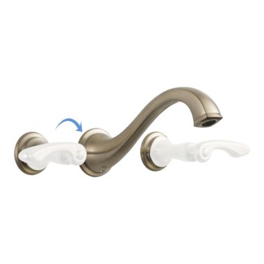 Click here to see Brizo 65885LF-BNLHP-ECO Brizo Charlotte Two-Handle Widespread Wall-Mount Brilliance Brushed Nickel Bathroom Faucet with Grid Strainer, 1.2 GPM, Less Handles - 65885LF-BNLHP-ECO