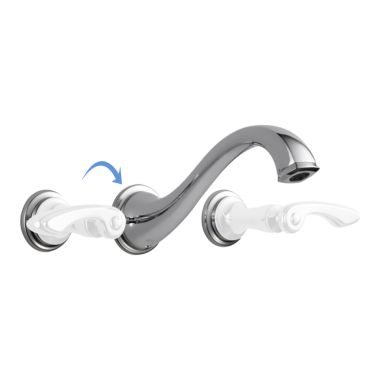 Click here to see Brizo 65885LF-PCLHP-ECO Brizo Charlotte Two-Handle Widespread Wall-Mount Polished Chrome Bathroom Faucet with Grid Strainer, 1.2 GPM, Less Handles - 65885LF-PCLHP-ECO