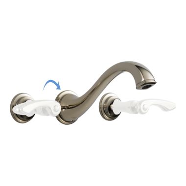 Click here to see Brizo 65885LF-PNLHP-ECO Brizo Charlotte Two-Handle Widespread Wall-Mount Brilliance Polished Nickel Bathroom Faucet with Grid Strainer, 1.2 GPM, Less Handles - 65885LF-PNLHP-ECO