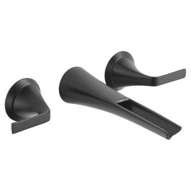 Click here to see Brizo T65851LF-BL-ECO Brizo Sotria Two-Handle Bathroom Faucet w/ Channel Spout, Less Drain, Wall-Mount, 1.2 GPM, Matte Black - T65851LF-BL-ECO