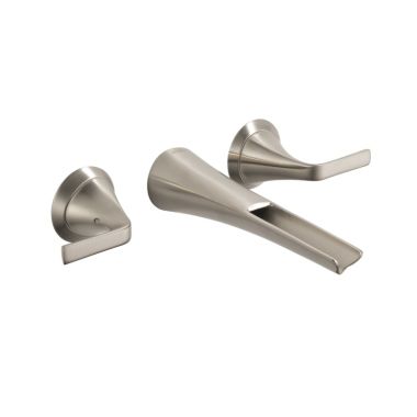 Click here to see Brizo T65851LF-NK Brizo Sotria Two-Handle Bathroom Faucet w/ Channel Spout, Less Drain, Wall-Mount, 1.5 GPM, Brilliance Luxe Nickel - T65851LF-NK