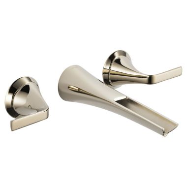 Click here to see Brizo T65851LF-PN-ECO Brizo Sotria Two-Handle Bathroom Faucet w/ Channel Spout, Less Drain, Wall-Mount, 1.2 GPM, Brilliance Polished Nickel - T65851LF-PN-ECO