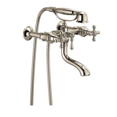 Click here to see Brizo T70338-PN Brizo Tresa Two-Handle Multi-Mount Tub Faucet Trim with 1.75 GPM Hand Shower, Bi-Directional Diverter, Cross Handles, Brilliance Polished Nickel - T70338-PN