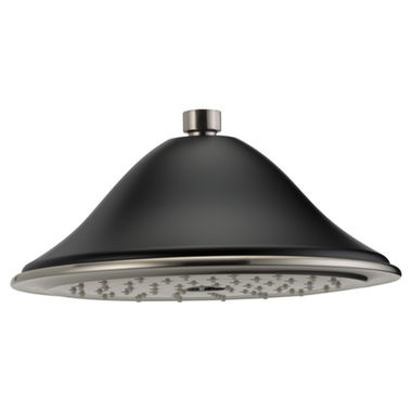 Click here to see Brizo RP52090NKBL Brizo Traditional 9in Round Raincan Shower Head, Single-Function, 1.75 GPM, Touch-Clean Nozzles, WaterSense, Ceiling-Mount, Luxe Nickel/Matte Black - RP52090NKBL