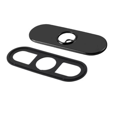 Click here to see Delta RP72991BL Delta Trinsic Three-Hole Escutcheon with Gasket for 759-DST and 559LF Single-Handle Bathroom Faucet, Matte Black - RP72991BL