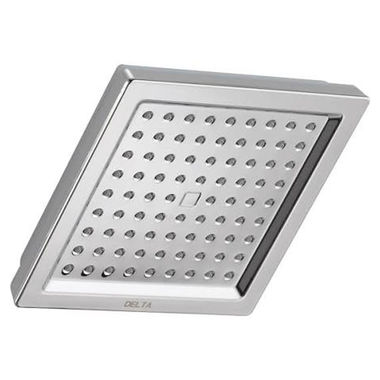 Click here to see Delta RP62283SP Delta Dryden Universal Showering 6-1/2in Square 2.5 GPM Single-Setting Raincan Showerhead with Touch-Clean Technology, SpotShield Stainless - RP62283SP