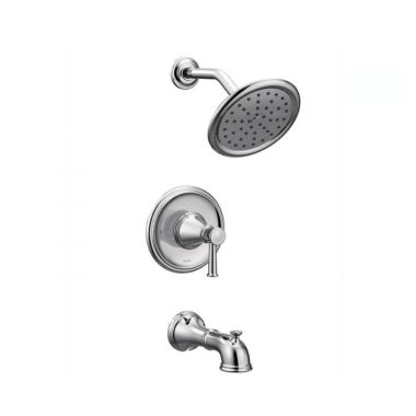 Click here to see Moen T2313EP Moen Belfield Posi-Temp Tub/Shower Faucet with 1.75 Rainshower, 1-Function, Single Lever Handle, M-PACT, Immersion, Chrome - T2313EP