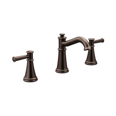 Click here to see Moen T6405ORB Moen Belfield Two-Handle High Arc Oil-Rubbed Bronze Widespread Bathroom Sink Faucet, M-PACT, 1.2 GPM, ADA Lever Handle, WaterSense, Three-Hole - T6405ORB