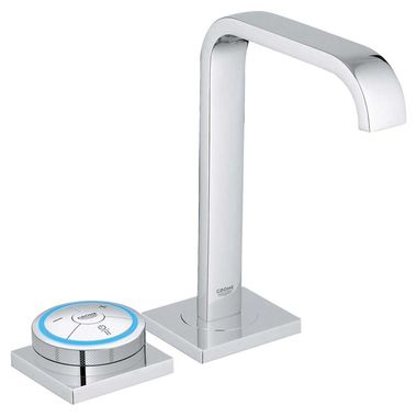 Click here to see Grohe 3634500A Grohe Allure F-Digital Series Widespread Starlight Chrome Bathroom Faucet, 1.2 GPM, WaterSense, Digital Controller - 3634500A