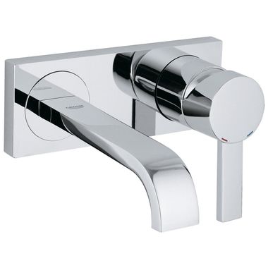 Click here to see Grohe 1930000A Grohe Allure One-Handle Wall-Mount Widespread StarLight Chrome Bathroom Faucet, 1.2 GPM, WaterSense, Two-Holes, Lever Handles - 1930000A