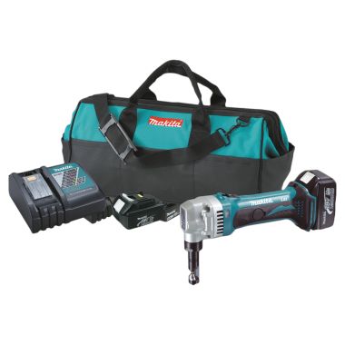 Click here to see Makita XNJ01 Makita 18V LXT Lithium-Ion 16-Gauge Cordless Nibbler Kit with 2-Pack 3.0Ah Battery and Charger, 1900 SPM, 360-Degree Rotating Die Holder - XNJ01
