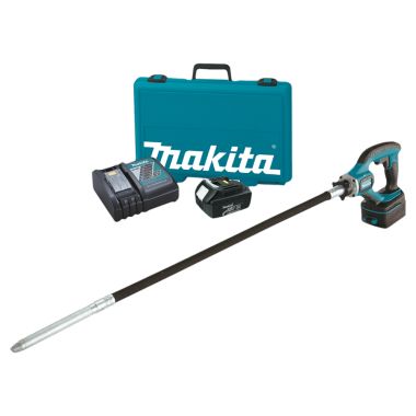 Click here to see Makita XRV01 Makita 18V LXT Lithium-Ion 4ft Cordless Concrete Vibrator Kit with 2-Pack 3.0Ah Battery, Charger, and Tool Case - XRV01